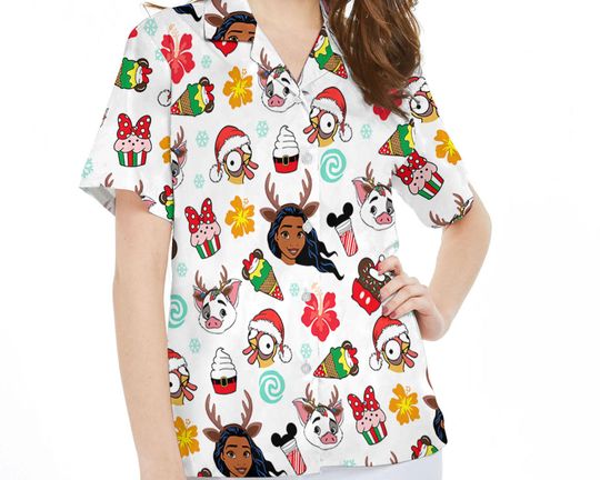 Disney Christmas Moana Hawaiian Shirt, Moana Pua Hei Hei Hawaii Shirt, Mickey's Very Merry Christmas Party