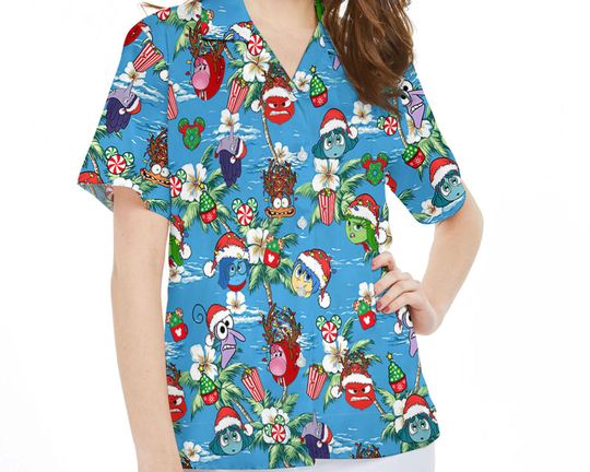 Disney Christmas Inside Out Hawaiian Shirt, Anger Joy Sadness Anxiety Hawaii Shirt, Mickey's Very Merry Christmas Party