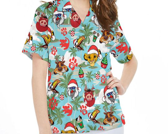 Disney The Lion King Timon Pumbaa Simba Hawaiian Shirt, Hakuna Matata Hawaii Shirt, Mickey's Very Merry Christmas Party