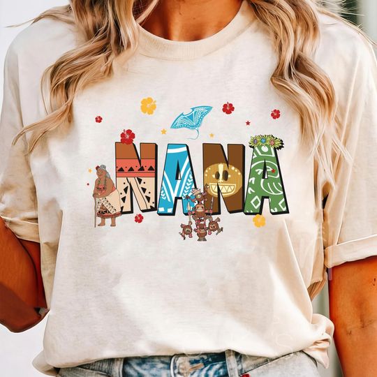 Custom Name Nana Moana Comfort Colors Shirt, Disney Grandma T-shirt, Moana Gramma Tala Pua Hei Hei, Mother's Day Gift