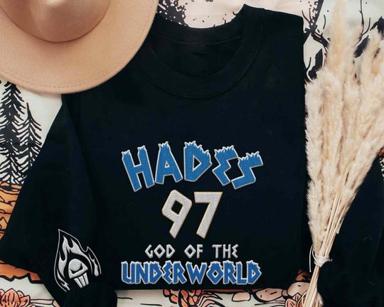 Embroidered Hercules Hades God Of The Underworld Sweatshirt, Disney Villains Hercules Embroidery Sweater