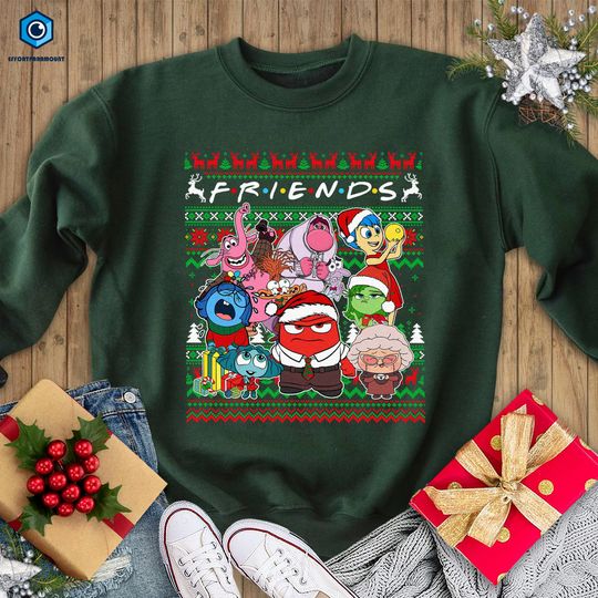 Inside Out 2 Friends Ugly Christmas Sweatshirt, Disneyland Inside Out Christmas