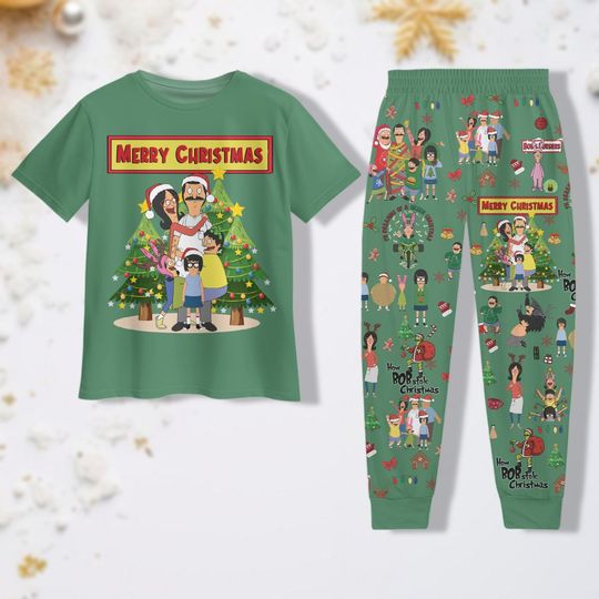 Bobs Burgers Christmas Pajamas, Bob Belcher Tshirt, Belcher Family Holiday Pajamas