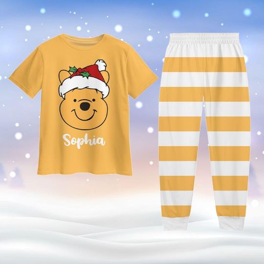 Custom Disney Pooh Bear Pajamas, Winnie The Pooh Christmas Pajamas