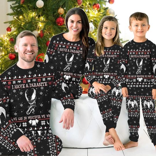 Venom Christmas Family Pajamas, Horror Movie Pajamas, Disney Holiday Matching Shirt, Avengers Superhero Pajamas, Xmas Pj Set For Family