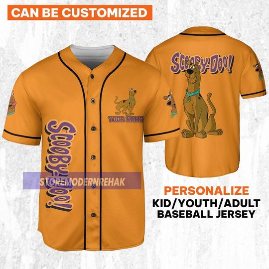 Personalize Scooby-Doo Funny Orange, Horror Movie Baseball Jersey, Halloween Gifts For Fans, Disneyland Party Costume