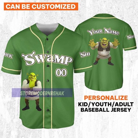 Personalize Shrek Swamp Happy, Disney Fiona Princess Gift, Funny Movie Cartoon Shrek Face Meme Jersey