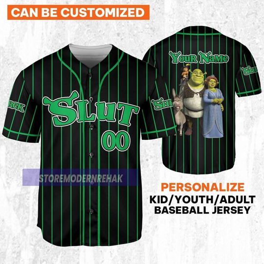 Personalize Shrek Slut Striped, Disney Fiona Princess Gift, Funny Movie Cartoon Shrek Face Meme Jersey