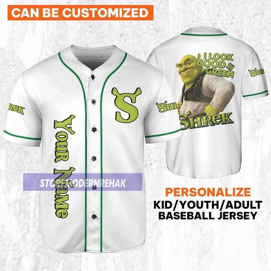 Personalize Shrek I Look Good In Green White Color, Disney Fiona Princess Gift, Funny Movie Cartoon Shrek Face Meme Jersey
