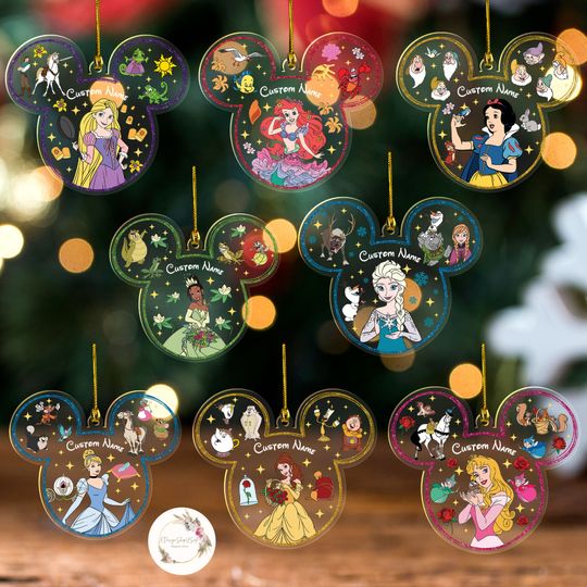 Personalized Disney Princess Ornament, Princess Christmas 2024 Ornament
