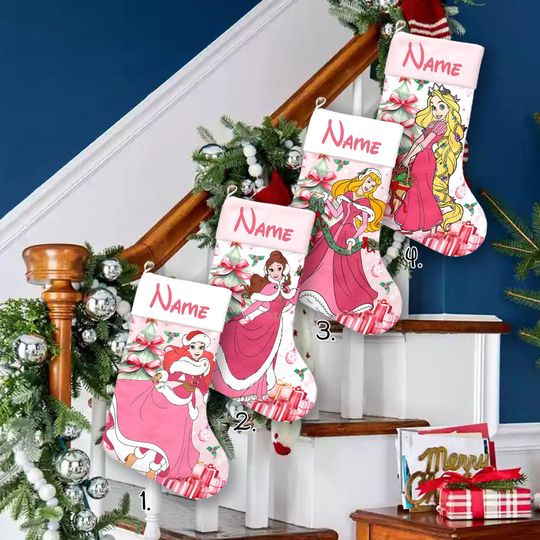 Coquette bows Disney Princess Christmas Stockings, Girls Trip Christmas Stockings
