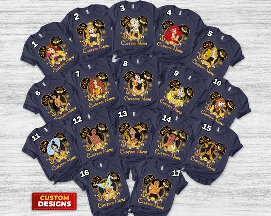 Personalized Disney Princess Happy New Year 2025 Shirt, Disney Girl Trip Shirts