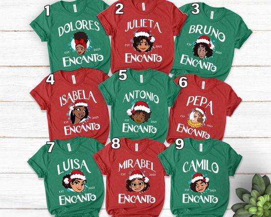 Disney Encanto Characters Group Xmas Shirt, Magic Kingdom WDW Holiday Trip T-shirt