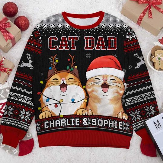 World's Best Cat Mom - Personalized Unisex Ugly Christmas Sweatshirt - Gift For Cat Lovers, Pet Lovers, Christmas Gift