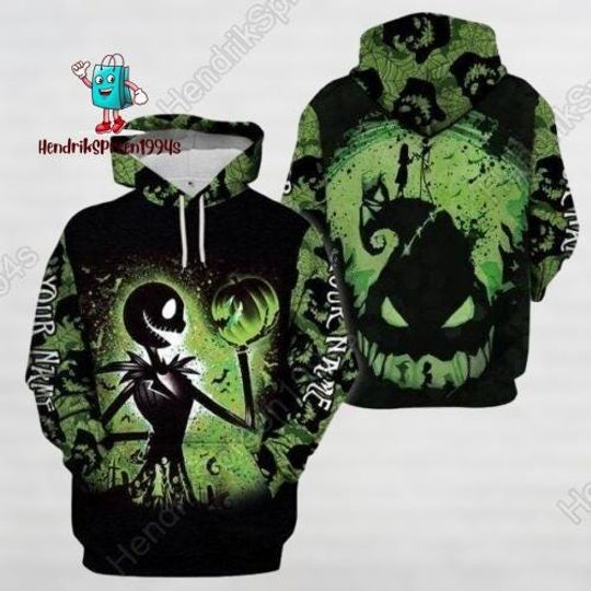 Halloween Personalized Jack Skellington And Oogie Boogie Hoodies, The Nightmare Before Christmas  Hoodie, Disney Halloween Hoodie