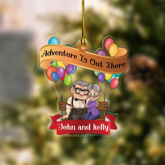 Personalized Disney Pixar Up House Christmas Ornament, His Ellie Her Carl Couples New Home Acrylic Ornament