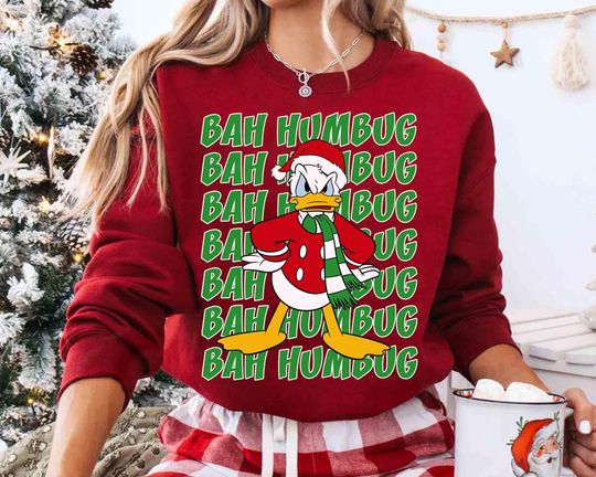 Disney Donald Duck Bah Humbug Christmas Sweatshirt, Angry Duck Xmas Sweatshirts