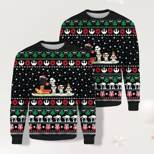 Darth Vader Stormtrooper Christmas Sweater, Disney Star Wars Ugly Sweater