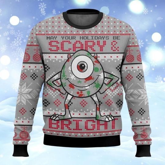 Disney Monster Inc Christmas Ugly Sweater, Mike Wazowski Ugly Sweater