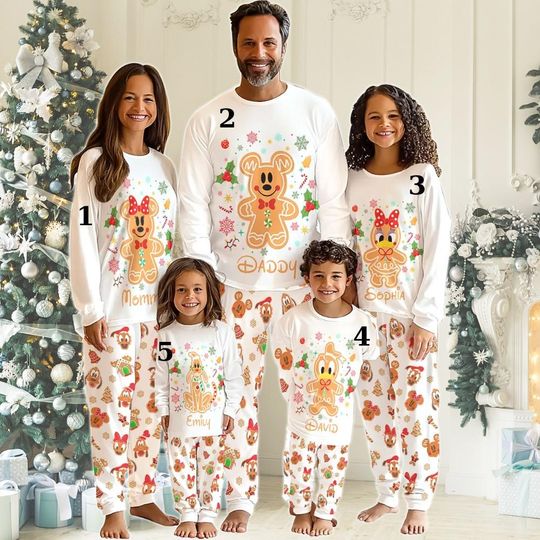 Mickey Christmas Family Pajamas, Disney Family Pajamas With Name