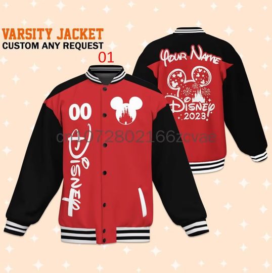 Custom Name Minnie Mouse Baseball Jacket Disney Casual Baseball Jacket