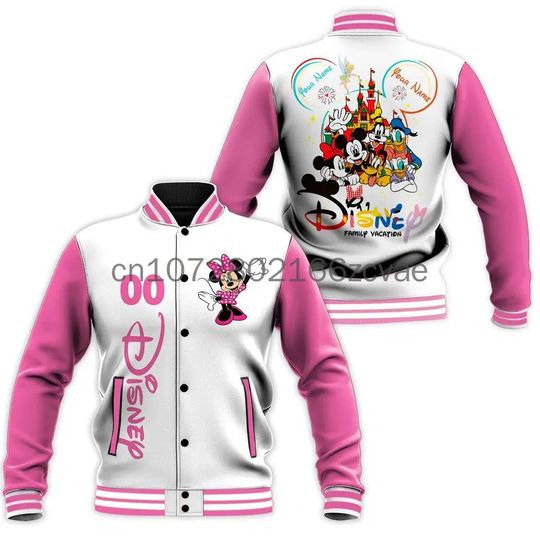 Custom Name Minnie Mouse Baseball Jacket Disney Casual Baseball Jacket