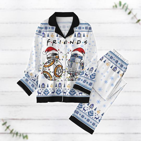 Star Wars R2D2 BB8 Friends Christmas Pajamas Set, Disney Movie Xmas Pajamas