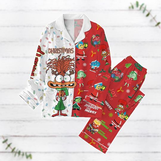 Anxiety Inside Out Christmas Pajamas, Disney Pajamas Set, Xmas Gifts