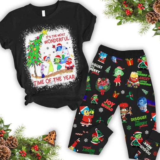 Inside Out Christmas Pajamas Set, Disney Holiday Pyjamas, Mental Health Shirt, Core Memory Day T-Shirt