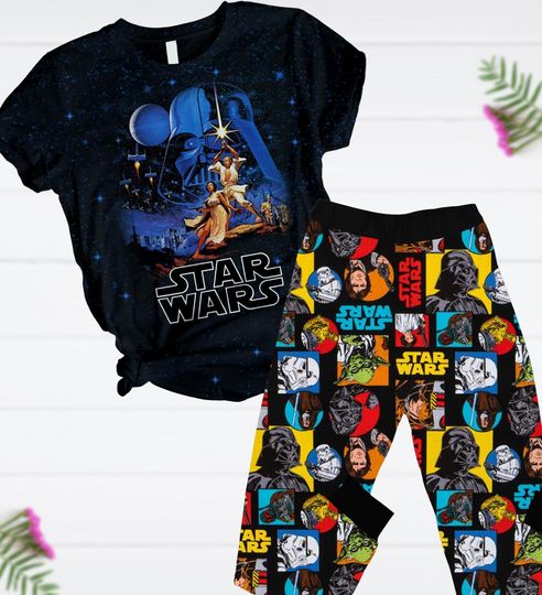 Christmas Star Wars Pajamas Set, Disney Movie T-Shirt And Pants, Holiday Shirt, Pajamas For Women Men, Nightmare Shirt, Xmas Party Gift