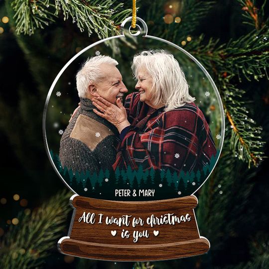 My Heart Is Wherever You Are - Personalized Acrylic Christmas Ornament - Upload Image, Gift For Couple, Anniversary, Engagement, Wedding, Marriage Gift