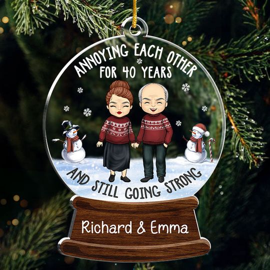 Annoying Each Other And Still Going Strong - Personalized Acrylic Christmas Ornament - Gift For Couple, Husband Wife, Anniversary, Engagement, Wedding, Marriage Gift