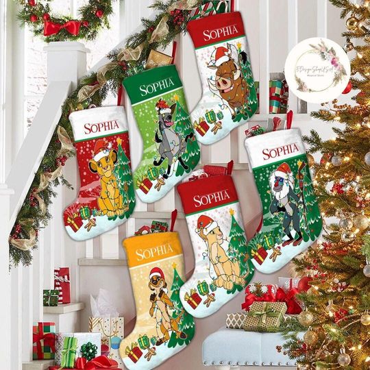 Personalized Disney The Lion King Christmas Stockings, Simba Mufasa Timon Pumbaa Birthday