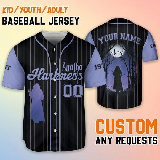 Custom Agatha All Along Agatha Harkness Baseball Jersey, Disney Agatha Harkness