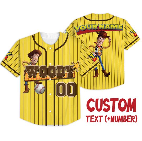 Custom Disney Toy Story Woody Baseball, Custom Name Disney Toy Story Baseball Jersey