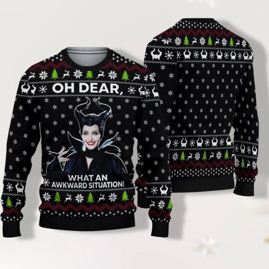 Maleficent Christmas Ugly Sweater, Villains Evil Christmas Sweater, Disney Ugly Sweater