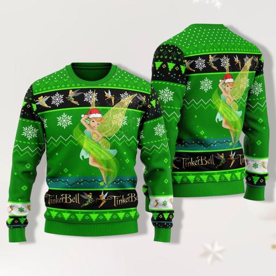 Christmas Tinker Bell Fairy Ugly Sweater, Disneyland Sweater, Girls Tinkerbell Sweater