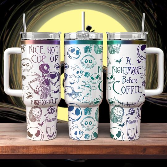 Jack Skellington Nightmare Tumbler, Disney Halloween Engraved Tumbler