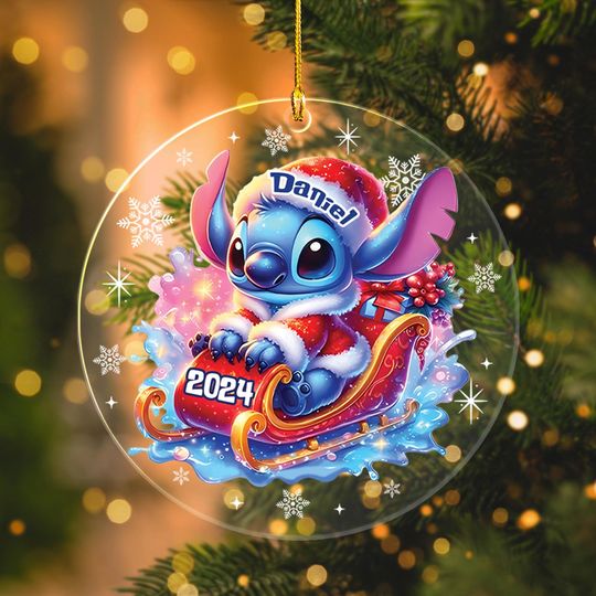 Personalized Stitch Ornament, Stitch Christmas Ornament, Lilo and Stitch Ornament, Kids Stitch Ornament, Disney Ornament
