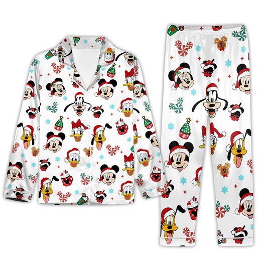 Mickey and Friends Christmas Pajama Set - Disney Holiday PJs with Santa Mickey