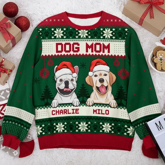 Merry Christmas Dog Dad & Mom - Personalized Ugly Christmas Sweatshirt