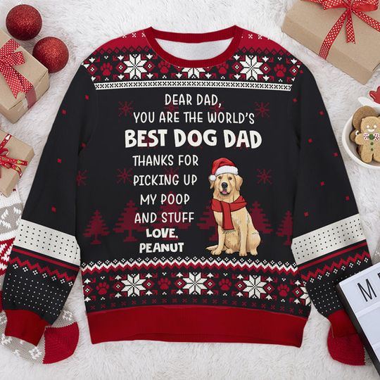 Dear Best Dog Dad & Mom - Personalized Ugly Christmas Sweatshirt