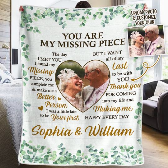 You Are My Missing Piece - Personalized Blanket - Upload Image, Gift For Couple, Husband Wife, Anniversary, Engagement, Wedding, Marriage Gift, Christmas Gift