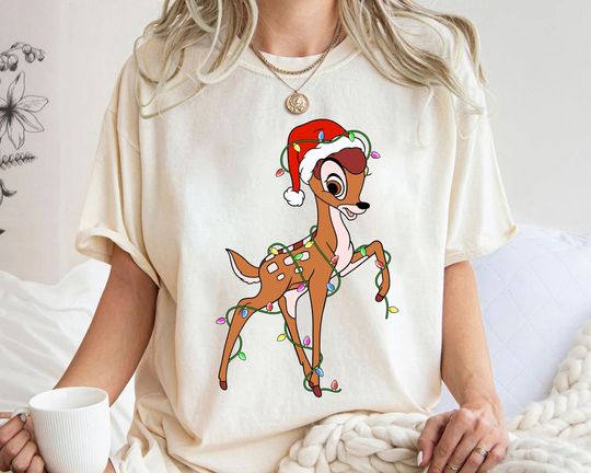 Disney Bambi Christmas Lights T-Shirt, Santa Bambi Christmas Costume Shirt