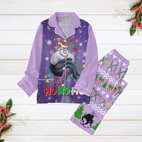 Christmas Pajamas, Disney Villains Pajamas Set,  Ursula Women Pajamas, Bad Witches Club Xmas