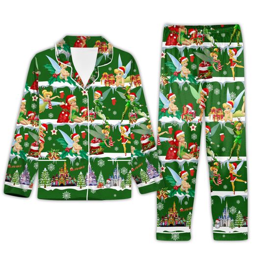 Tinker Bell Christmas Pajamas, Tinkerbell Holiday Pajamas, Disney Magic Shirt