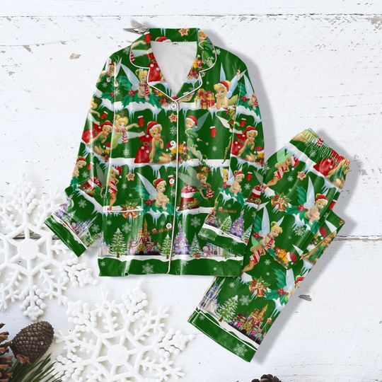 Christmas Tinker Bell 3D Tshirt, Girls Tinkerbell Pajama, Women Pajama Pants, Disney Princess Pajamas Set, Disney Group Pajama, Pj Set