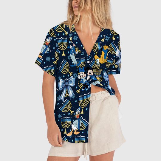 Disney Hanukkah Hawaiian Shirt, Coquette Hanukkah Menorah Shirt