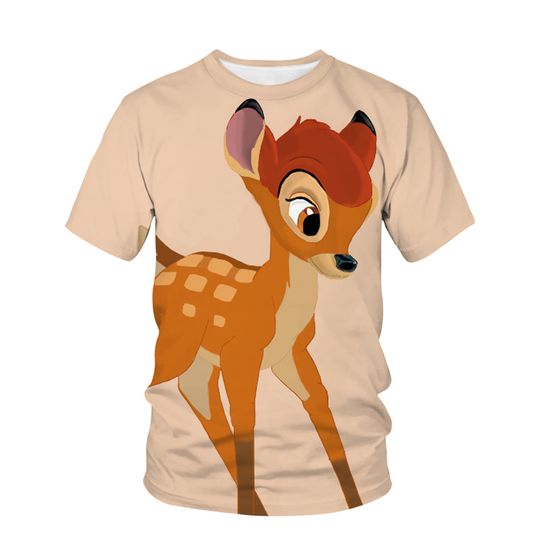 Summer Fashion Crew Neck Oversized T Shirt Disney Bambi 3D Print