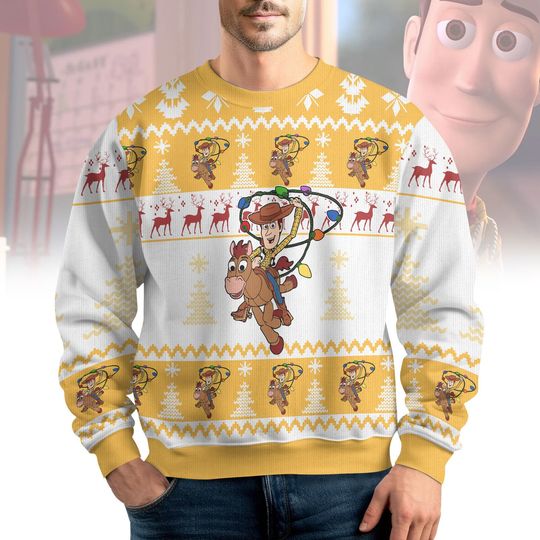 Toy Story Woody Ugly Christmas Sweater, Disney Xmas Sweatshirt